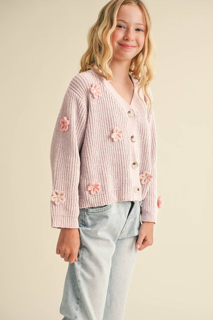 Catie Tween Flower Cardigan