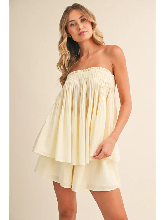 CRINKLED TUBE TOP AND SHORTS SET*