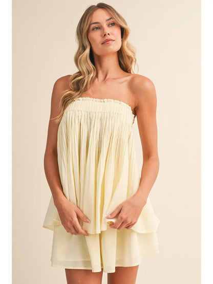 CRINKLED TUBE TOP AND SHORTS SET*