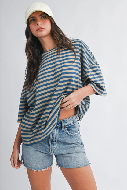 Misty Striped Oversized Tee (Two Colors)*