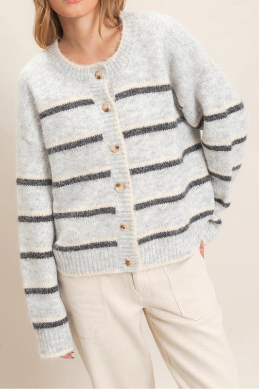 Annie Striped Button-Up Cardigan (Two Colors)