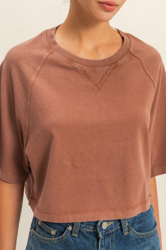 Sami Cropped Mineral Washed Tee (2 Colors)