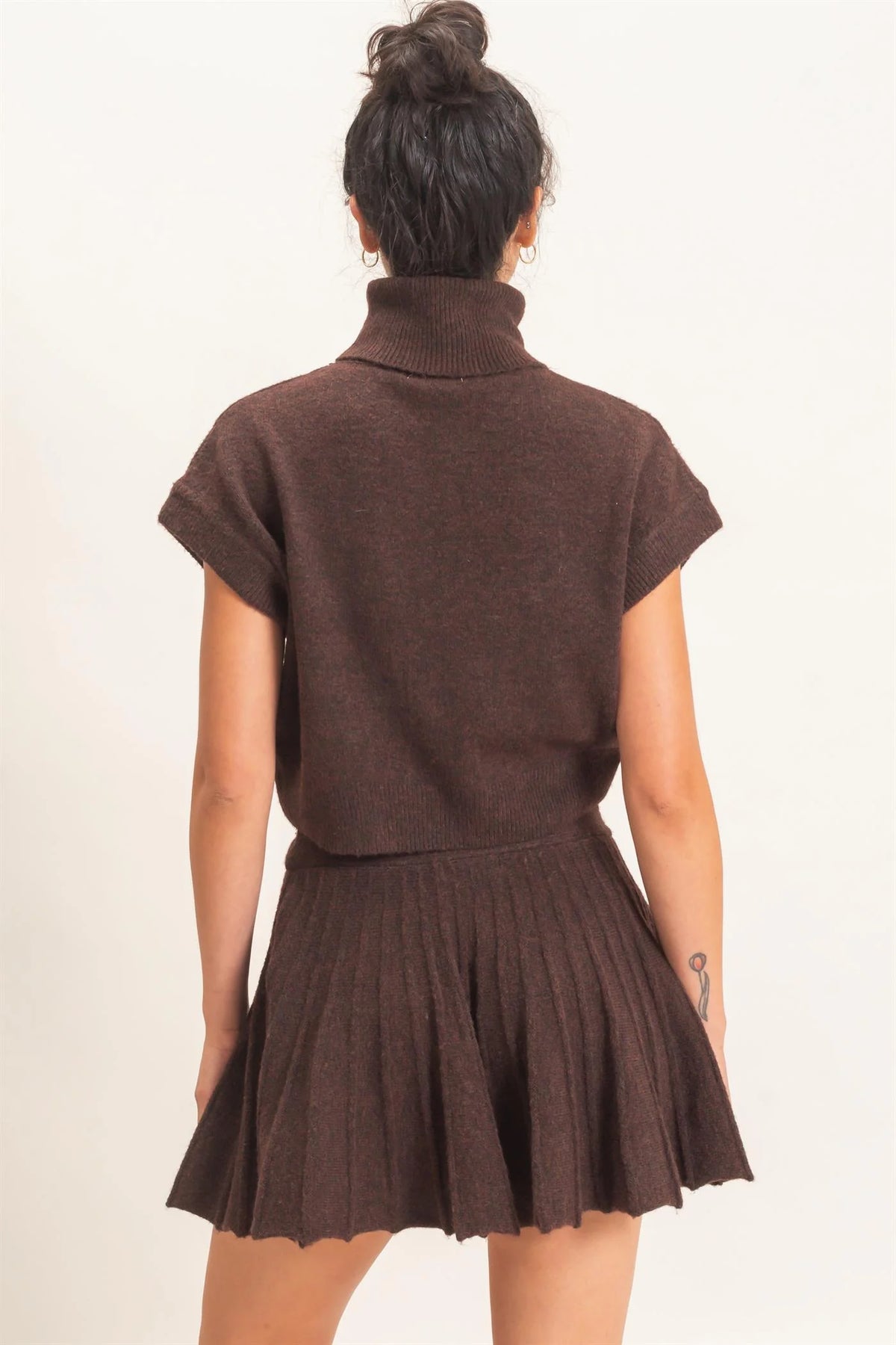 Esther Turtleneck Crop Top And Pleated Skirt Set