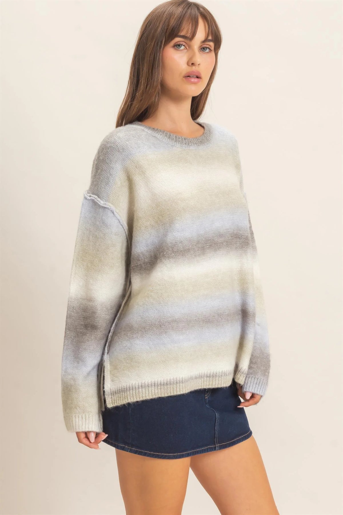 Maddi Gradient Crew Neck Sweater (Two Colors)