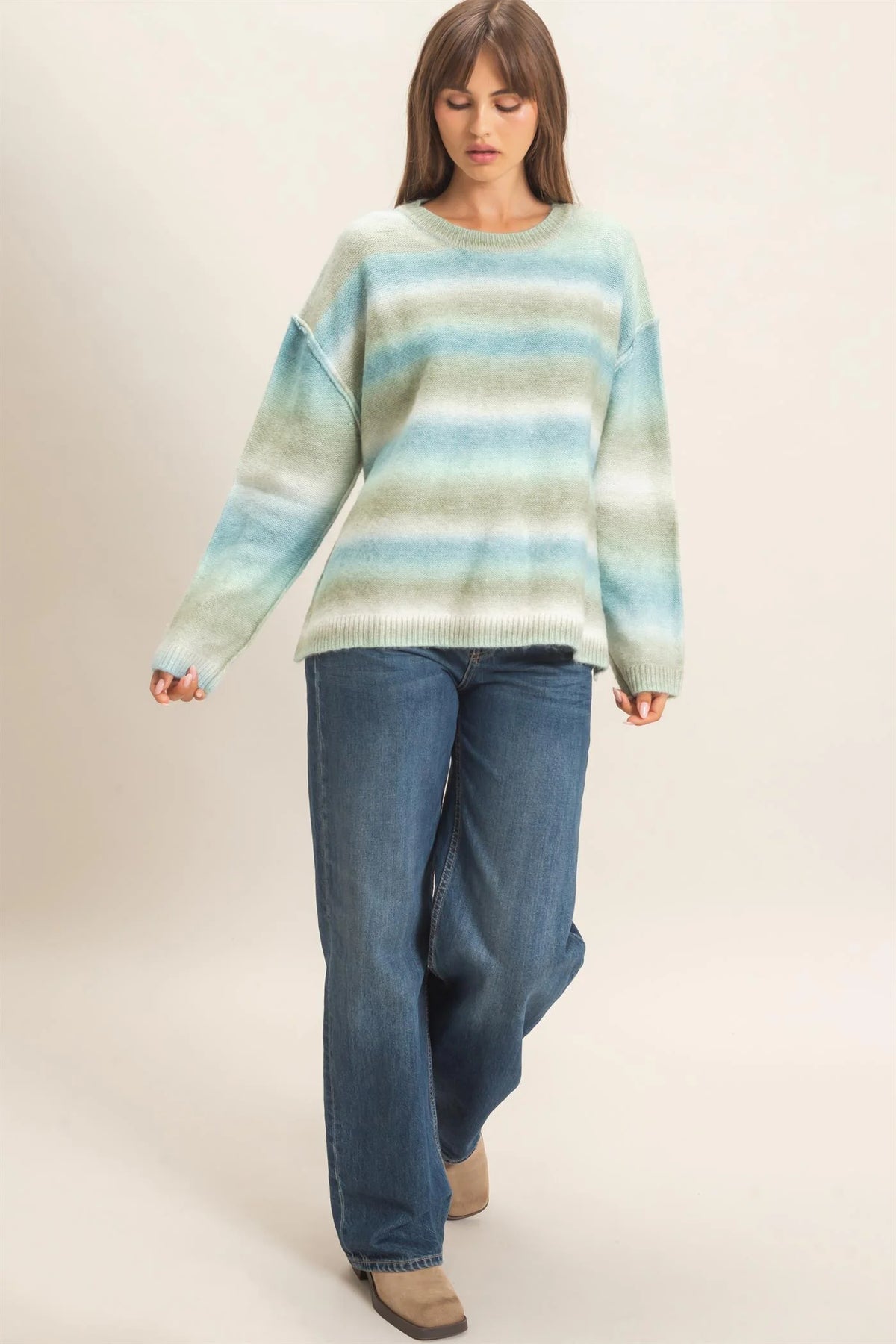Maddi Gradient Crew Neck Sweater (Two Colors)