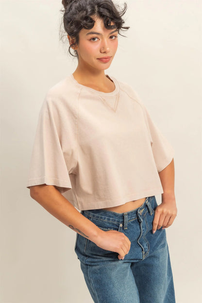 Sami Cropped Mineral Washed Tee (2 Colors)